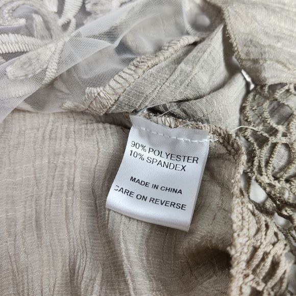 Lace Embroidered Tunic Tank Top Women's Large Taupe Whimsigoth Fairy Festival - Picture 11 of 14